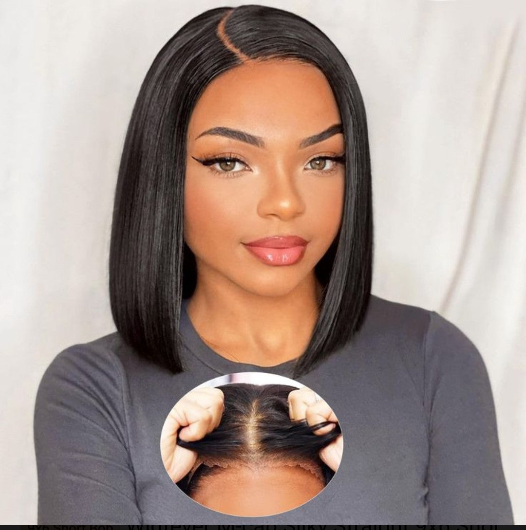 Wigfever M-cap Silky Straight 9x6 Short Bob Wear Go Glueless Bleached Tiny Knots Pre Plucked Pre-Cut HD Lace Closure Wig