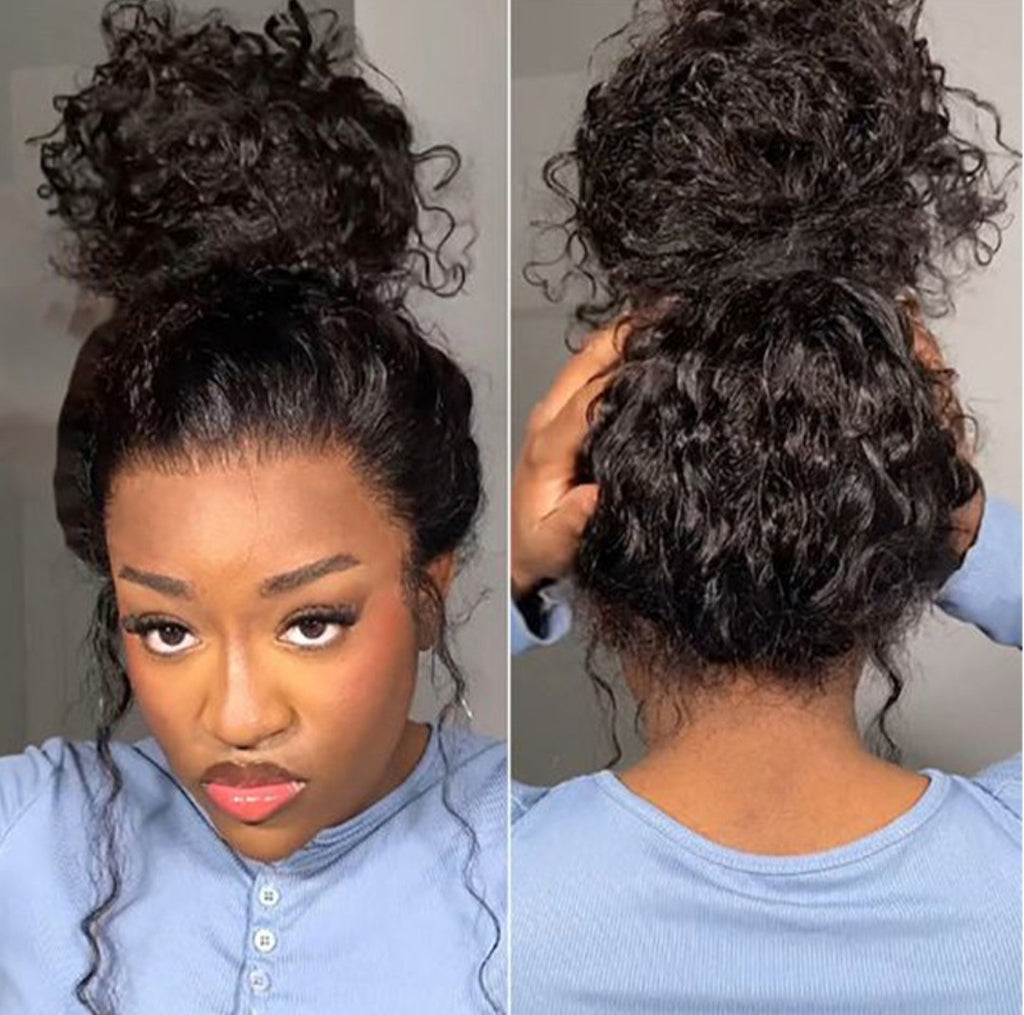 Wigfever 360 Water Wave Invisi Drawstring Wear Go Glueless Pre-Bleached And Pre-Cut Lace Human Hair Wig