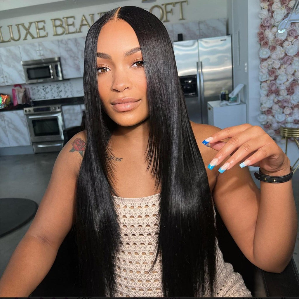 M-cap Silky Straight 9x6 Wear Go Glueless Bleached Tiny Knots Pre-Cut Lace Closure Pre Plucked Human Hair Wig