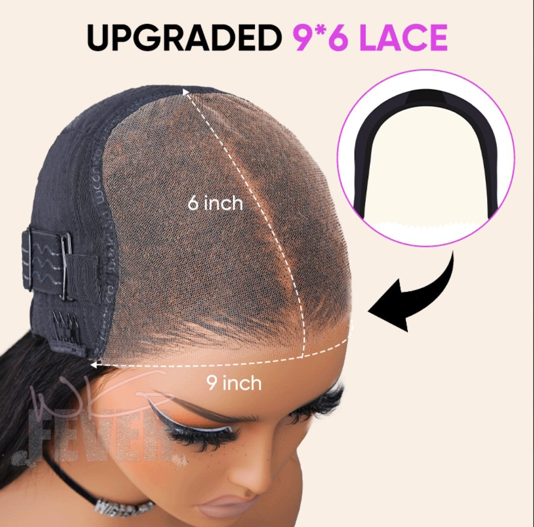 M-cap Reddish Brown Kinky Curly 9x6 Wear Go Glueless Pre-Cut Lace Closure Pre Plucked Human Hair Wig